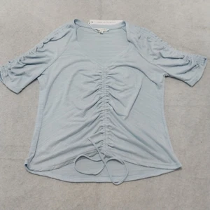Jane Delancey Top Women's Size Medium Baby Blue Spaghetti Tied Ribbed - Picture 1 of 9
