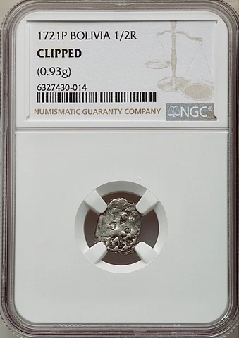 1721-P Bolivia Phillip V 1/2 Real Cob NGC Potosi ~Only Piece Graded At NGC Cover