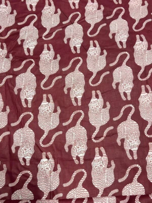 2.5 Yard New Tiger Pure Cotton Indian Hand-Block Fabric Craft Running Print_816 - Image 1 of 4