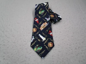 Corbata de Colección Nicole Miller para Hombre Azul Seda 4" Academia Naval Hecha a Mano 2003 - Imagen 1 de 7