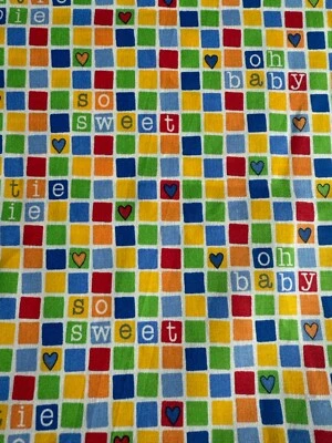 3.5 yds x 44” Lil Ones Dena Designs Colorful Squares Cotton Fabric Unisex Baby - Image 1 of 4