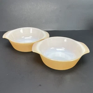 2 Fire King Peach Luster Bowls Handled Soup Cereal Berry Vintage Anchor Hocking - Picture 1 of 11