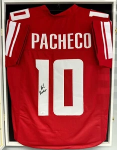 Autographed/Signed Isiah Pacheco - Custom Stitched Red Football Jersey JSA COA - Picture 1 of 4