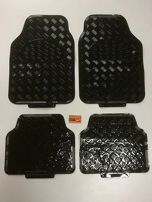 Комплект черных сверхпрочных металлических резиновых напольных ковриков для салона автомобиля - Изображение 1 из 4