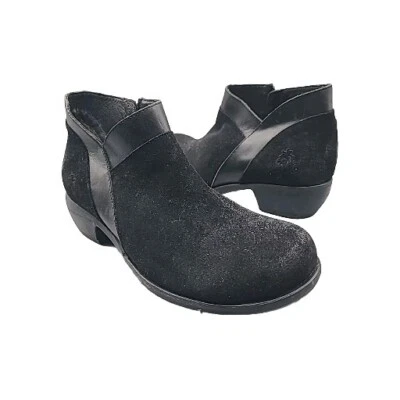 FLY London Sz 11-11.5/ 42 Boots Black Suede Ankle Meba Zipper  Block Heel New - Image 1 of 4