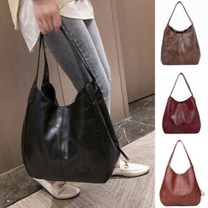 Womens Soft Leather Shoulder Bag Large Capacity Ladies Handbag Tote Casual 