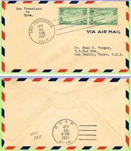 FAM 14, 1937  Extension to  Hong Kong, April 21 1937 SF to Guam - Picture 1 of 1