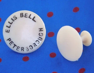 Vintage collar studs advertising Ellis Bell Peterborough tw - Picture 1 of 2