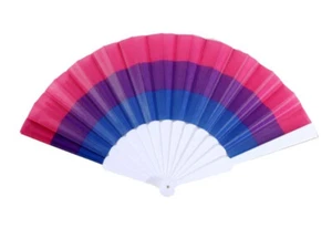 Abanico facial de mano a rayas de color orgullo bisexual accesorio de vestido elegante nuevo - Imagen 1 de 1