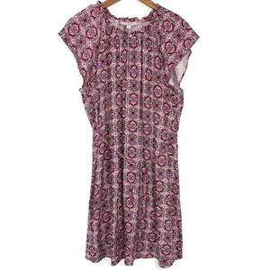 Mini Vestido Loft Rosa Estampado Medallón Manga Corta Cinturón Cambio Talla Grande - Imagen 1 de 13