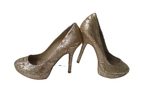 BOMBA DE CUERO JOAN&DAVID SERPIENTE DORADA TACONES DE 5" TALLA US 7,5 M LO ÚLTIMO RARA ENVÍO/H gratis - Imagen 1 de 10