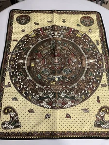 Woven Mexican Blanket Aztec Mayan Calender Lightweight Tapestry - Picture 1 of 9