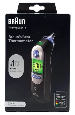 Termómetro digital de oído Braun ThermoScan 7 con estuche protector y 21 tapas higiénicas Foto 1 de 4