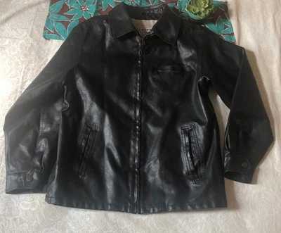 Винтажный Arizona Jeans Co женщин L искусственной кожи темно-коричневый молнии куртка с подкладкой карманы - Изображение 1 из 4