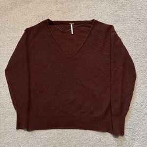 Free People Sweater Womens Small Pet Cashmere Long Sleeve Casual V Neck Red - Picture 1 of 9