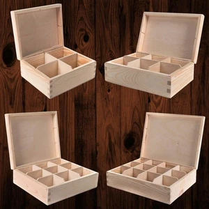 Scatola di smistamento in legno semplice con scomparti - decorazione fai da te e porta bigiotteria hobby - Foto 1 di 6