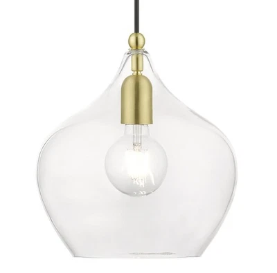 Livex Lighting 49093 Aldrich 10"W Mini Pendant - Satin Brass / Polished Brass - Image 1 of 4