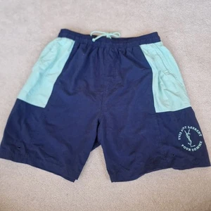 YSL Yves Saint Lauren Swim Shorts Mens Large Blue Y2K - Picture 1 of 7