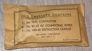 Postwar Lionel Unopened OPERATING ENVELOPE 450-43 for Signal Bridge 450 - Picture 1 of 2