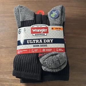 Wrangler Workwear Ultra Dry Arbeitssocken Crew 6er Pack Größe 6-12 feuchtigkeitsableitend - Bild 1 von 6