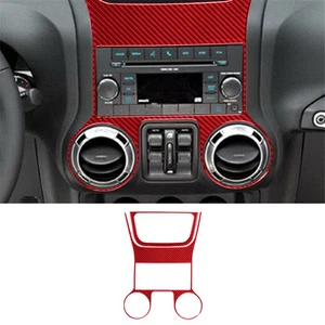 For Jeep Wrangler JK 2011-2017 Central Control Radio Trim Cover Carbon Fiber Red - Picture 1 of 12