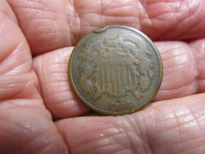 1868 Two Cent Piece Nice Circulated Better Date Low Mintage - Image 1 of 4