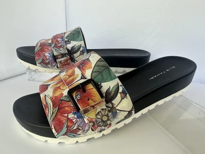 Nueva Sandalia Para Mujer Elie Tahari Slide Talla 8.5 Cuero Floral Foto 1 de 4