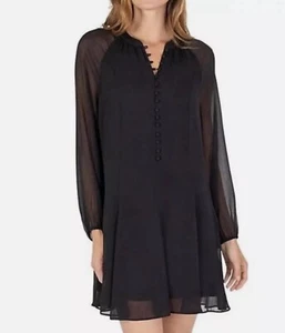 Joie Women's Dress Black Sheer Balloon Sleeve Lined Size Medium NWT - Picture 1 of 10