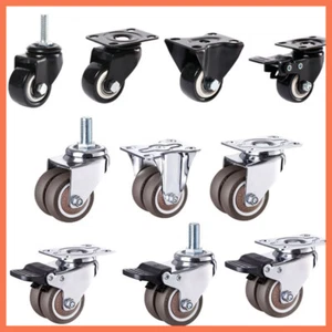 Castor Wheels 1.5"2"2.5"3"4"5" Heavy Duty Fixed/Swivel/Brake Caster Rubber Black - Picture 1 of 54