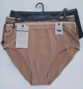 NWT LUCKY BRAND LOT OF 3 PANTIES UNDERWEAR HI-WAIST SHAPING 1X BLACK BROWN TAN - Picture 1 of 6