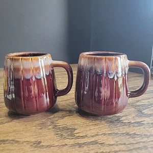 Vintage brown drip set cups Coffee Tea mugs - Picture 1 of 9