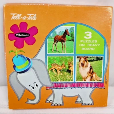 Vintage Whitman Tell A Tale Board Puzzle 3 Puzzles Horse Deer Lassie Dog 1967 - Image 1 of 4