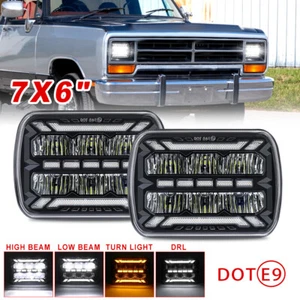 Par de faros LED de haz alto/bajo DOT 5x7" 7x6" para Dodge W250 D350 Ram 81-93 D250 - Imagen 1 de 9