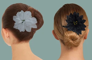 White And Black Flower Hair Clip Wedding Prom Ballet Performance Party Event 1pc - Picture 1 of 10