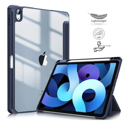 Flip Clear Back Stand Case Cover For iPad 5/ 6th 7th 8th 9th 10th 11th Gen & A16 - Image 1 of 4