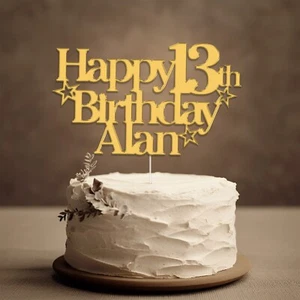 Personalised Happy Birthday Acrylic Cake Topper Custom Colour Any Name & Age - Picture 1 of 10