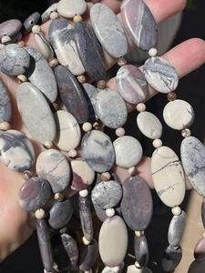 Genuine Porcelain Jasper Mixed Shapes, Oval, Coin, Round, 16" String - Picture 1 of 4