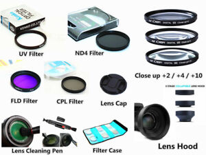 Bundle Filter kit UV CPL ND FLD Close up / Lens hood / Cap for Nikon P900 P950
