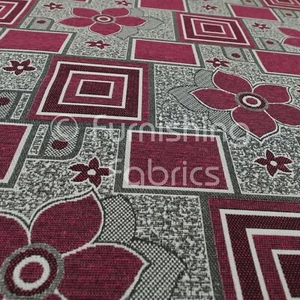 Modern Upholstery Furnishing Pattern Fabric Floral Square Patchwork Pink Black - Picture 1 of 5