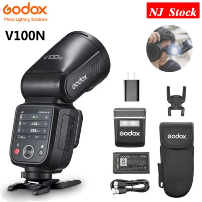US Godox V100N V100-N 2.4G TTL HSS Wireless Camera Flash Speedlite for Nikon - Image 1 of 4