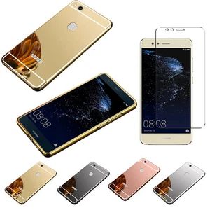 Huawei P10 Lite Aluminium Spiegel Bumper Alu Case Schutzhülle Cover + Glasfolie - Picture 1 of 15