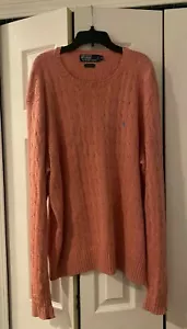 Suéter Polo Ralph Lauren Rosa-Rojo Blanco Cable 100% Seda Azul Logo XL - Imagen 1 de 4
