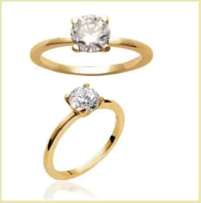 Bague Solitaire Plaqué Or 18 CARATS 750/1000 5 Microns T 50 à 64 - Photo 1/4