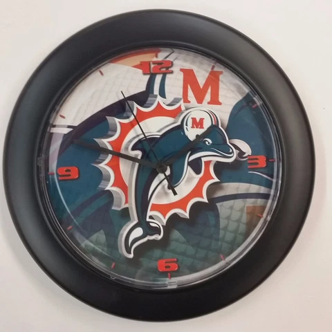 NFL Miami Dolphins - 11" Round Clock, New Cover