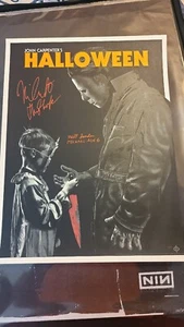 Stampa Halloween di Kevin Thomas 18 x 24 Mondo Auto'd Nick Castle #98/100 Beckett - Foto 1 di 7