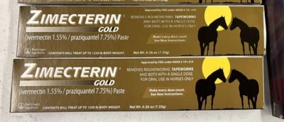 BRANDED Zimecterin Gold Paste Horse Dewormer 1.55%, 0.26oz ea (2 packs)