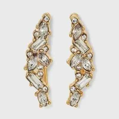 SUGARFIX by BaubleBar Crystal Cluster Ear Crawlers - Gold....... - Image 1 of 4
