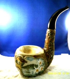 VINTAGE 1968 VINO ROSSO-VINICOLA-BOCCACCIO CERAMIC PIPE SHAPE ASHTRAY DECANTER - Bild 1 von 4
