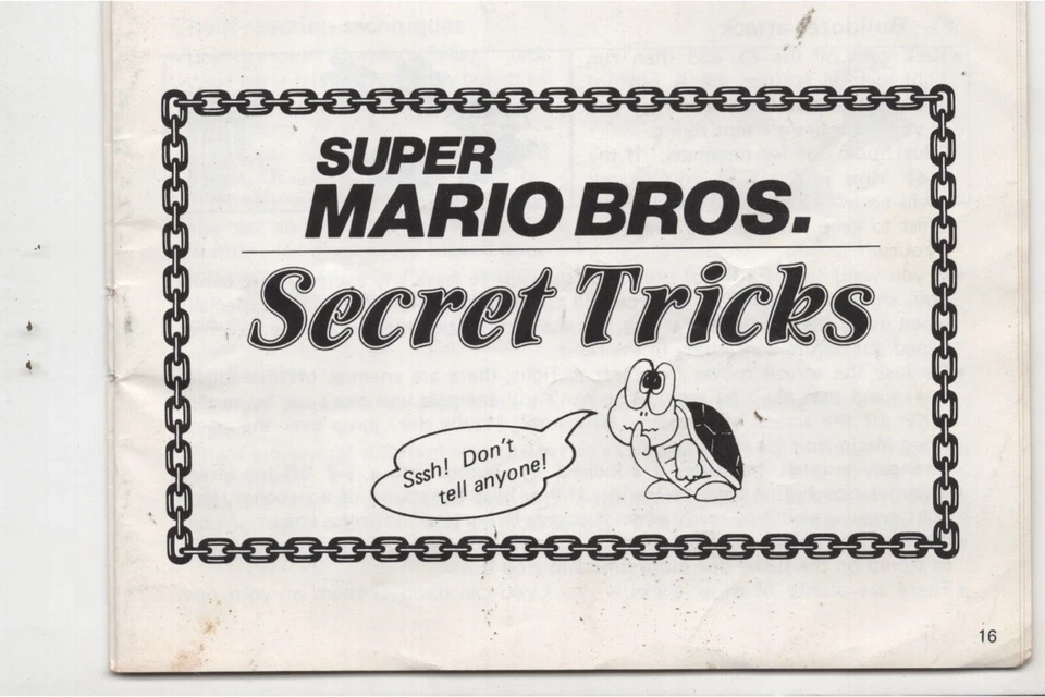 Super Mario Bros Secret Tips TORN MANUAL ONLY Authentic Original - Image 1 of 1