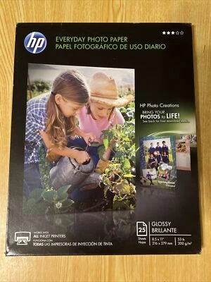 HP Everyday Glossy Photo Paper (25 Sheets) 8.5" x 11"  Q5498A New In Box - Image 1 of 2